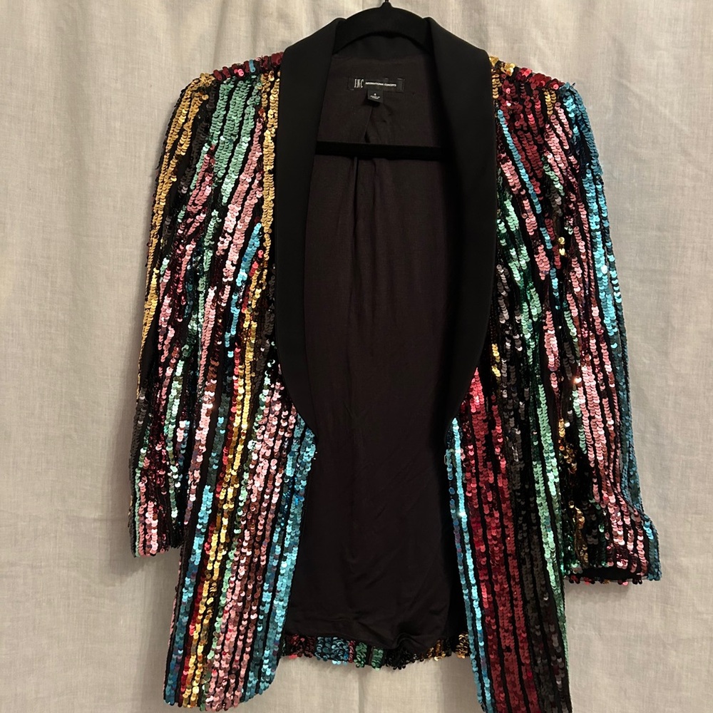 INC International Concepts Red and Pink Blazer with Fringe Detail